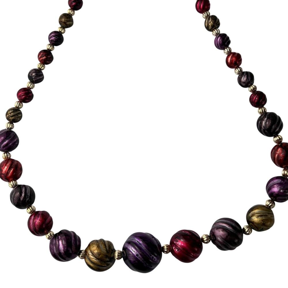 Fun Holiday Statement Necklace Colorful Jewel Earth Tones Ornament Looking Beads